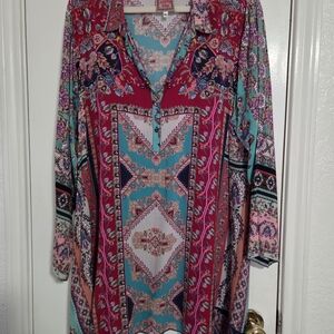 Johnny Was Multicolor Cotton Tunic Top